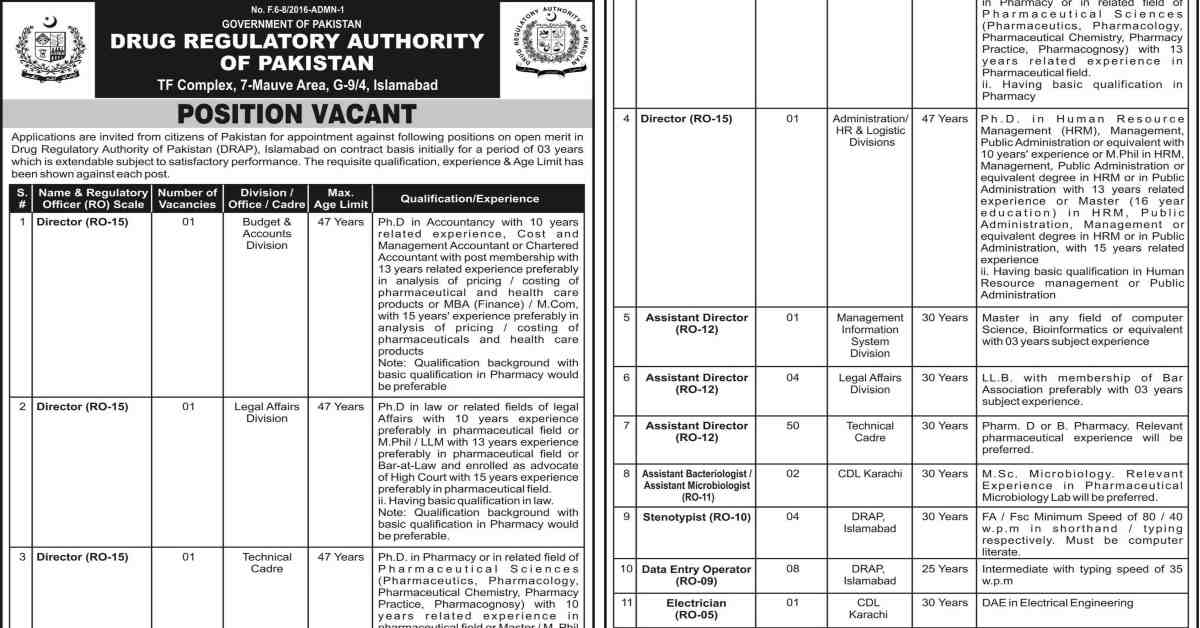 Featured Image Drug Regulatory Authority of Pakistan DRAP Islamabad Jobs 2023 Apply Online latest