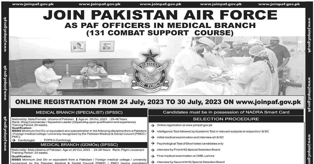 Featured Image Join Pakistan Air Force PAF as Medical Officer Jobs 2023 Advertisement