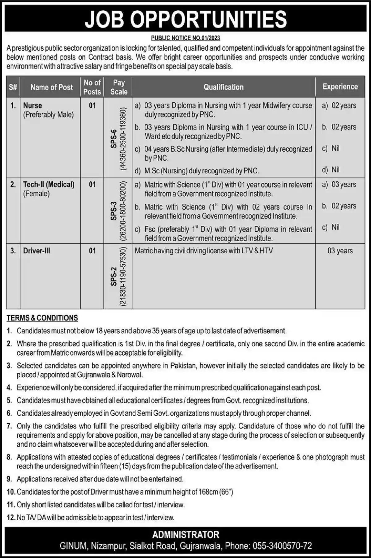 PAEC GINUM Hospital Jobs 2023 Gujranwala Public Notice No 1 PAEC GINUM Hospital Jobs 2023 Gujranwala Public Notice No 1