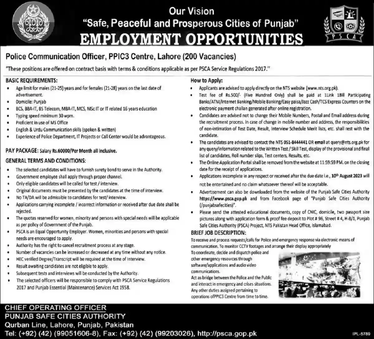 Punjab Police Jobs 2023 Communication Officers Punjab Safe Cities Authority