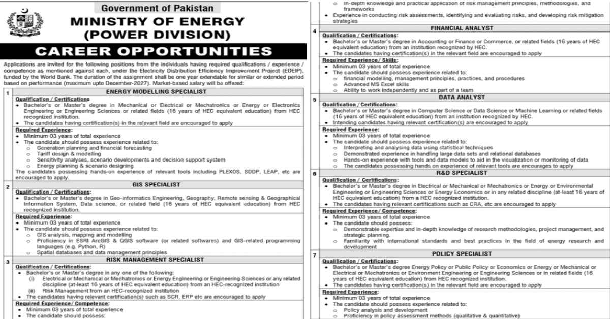 Featured Image Ministry of Energy Power Division Government Jobs 2023 Islamabad