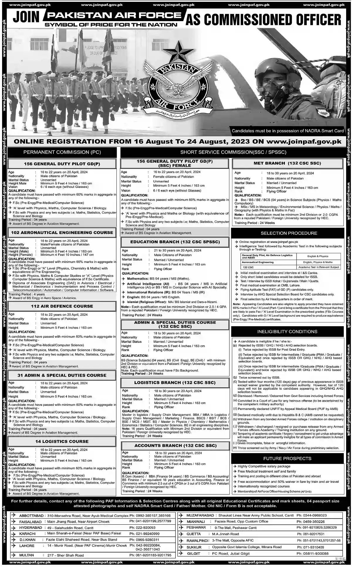 Join Pakistan Air Force PAF Jobs August 2023 | Permanent and Short Service Commission