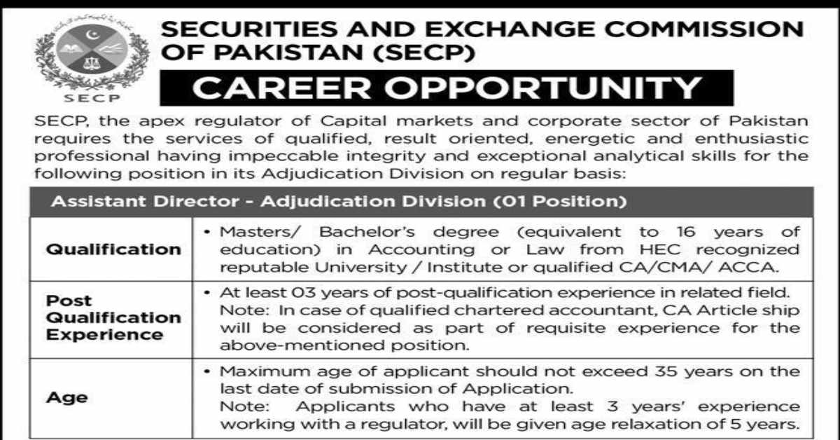 Featured Image Securities and Exchange Commission of Pakistan SECP Careers 2023