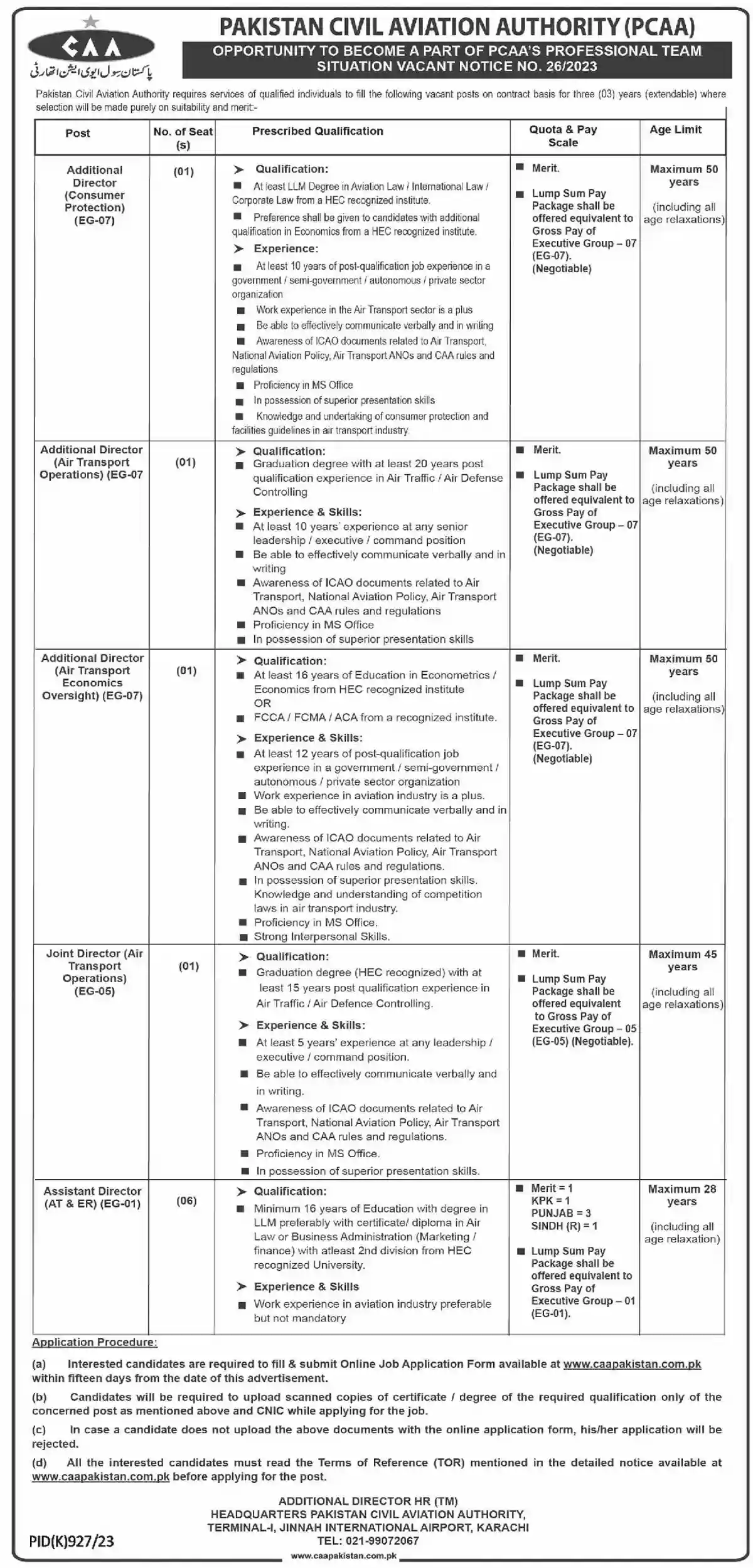 Pakistan Civil Aviation Authority Jobs 2023 