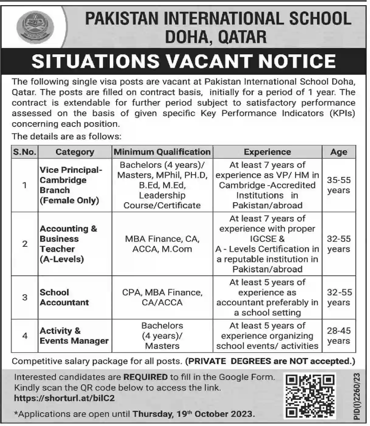 Pakistan International School Doha Qatar Jobs 2023 Apply Online Pakistan International School Doha Qatar Jobs 2023 Apply Online