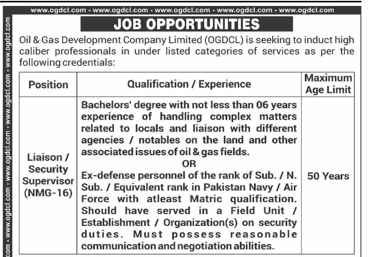 Featured Image Ogdcl Jobs 2023 Liaison / Security Supervisor Advertisement Latest