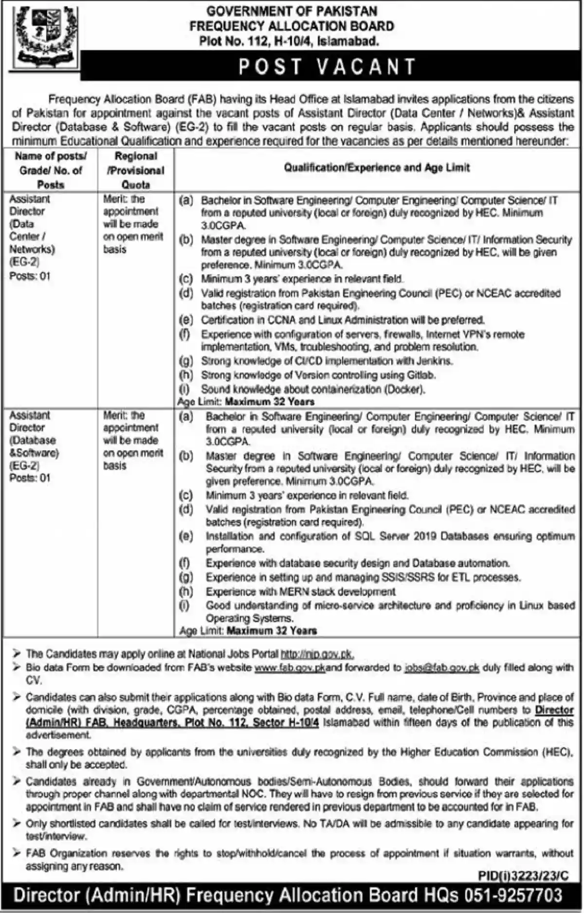 Frequency Allocation Board FAB IT Jobs 2023 Apply Online Frequency Allocation Board FAB IT Jobs 2023 Apply Online