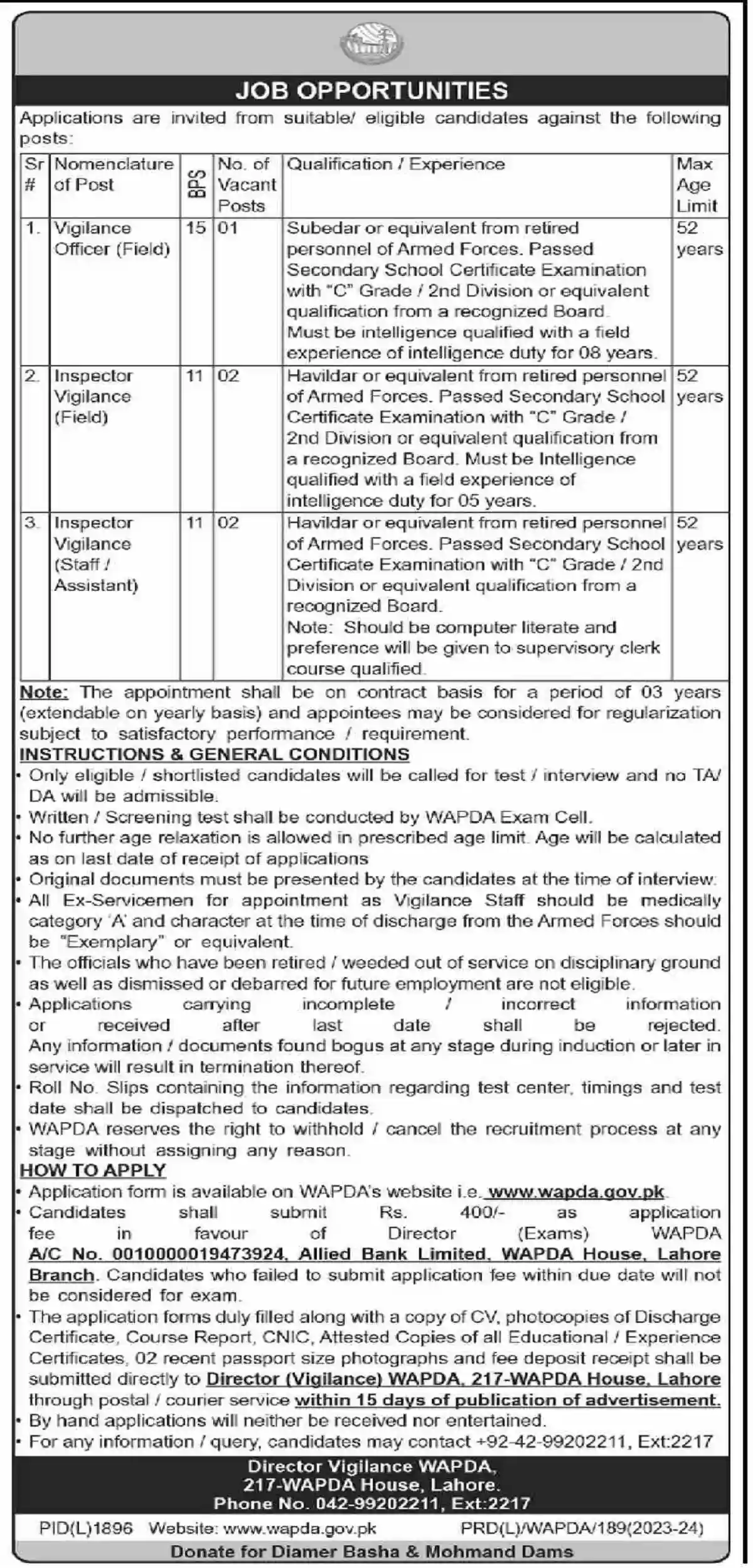 WAPDA Jobs 2024 for Ex Army Personnel Latest WAPDA Jobs 2024 for Ex Army Personnel Latest