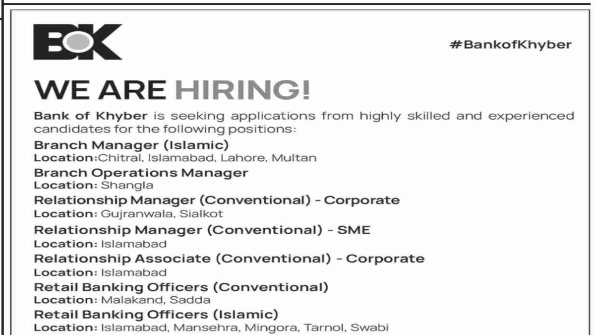 Featured Image Bank of Khyber BOK Career Opportunities 2024 Apply Online