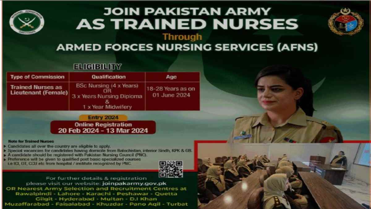 Join Pak Army Jobs 2024 as Trained Nurses through Armed Forces Nursing ...