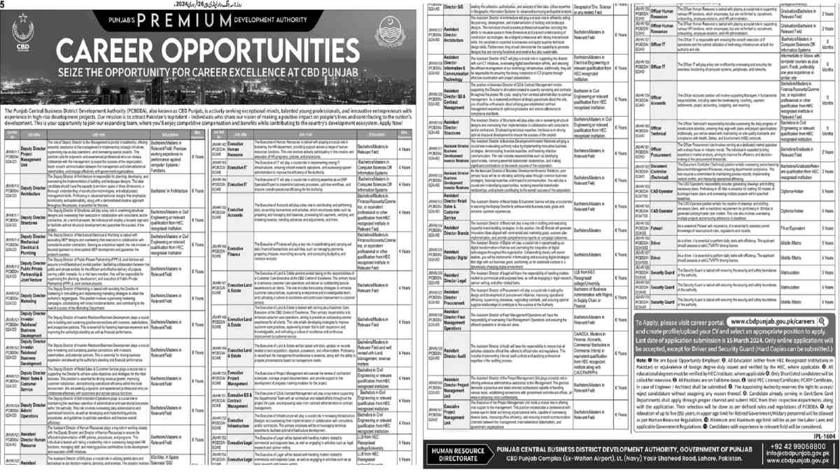 Featured Image Punjab Central Business District Development Authority PCBDDA Jobs 2024 Apply Online