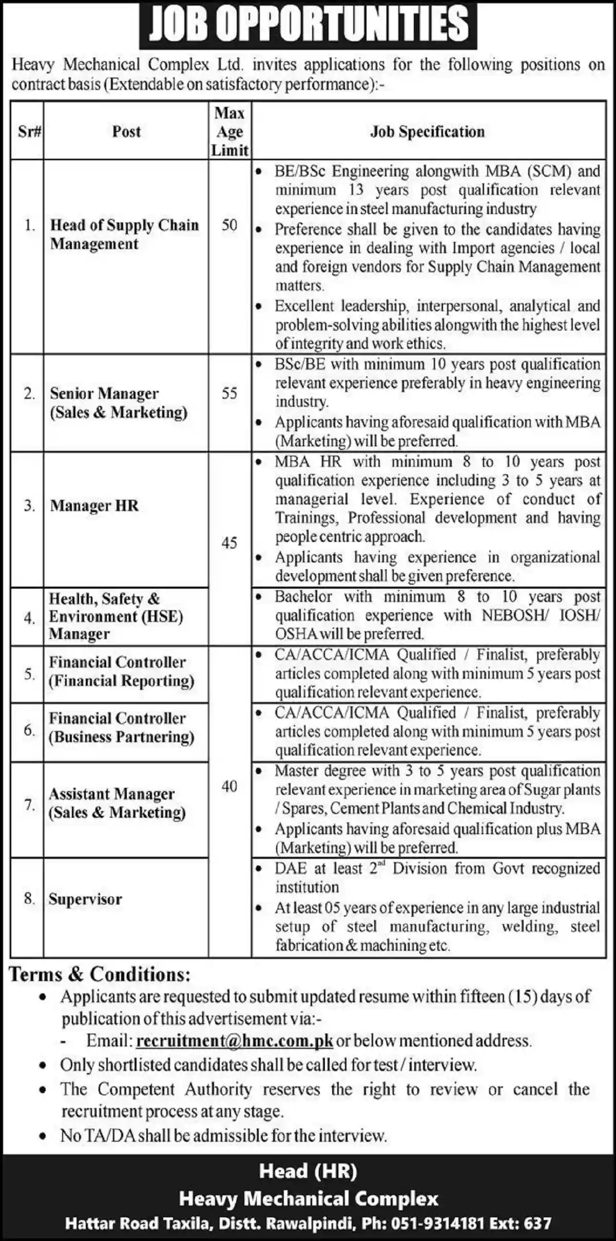 Heavy Mechanical Complex HMC Job Opportunities 2024 Apply Online Heavy Mechanical Complex HMC Job Opportunities 2024 Apply Online