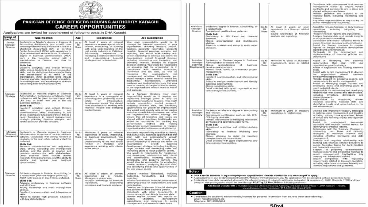 Featured Image Pakistan Defence Officers Housing Authority DHA Karachi Jobs 2024