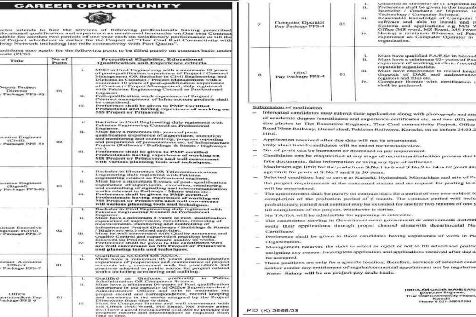 Featured Image Pakistan Railways Thar Connectivity Project Karachi Jobs 2024