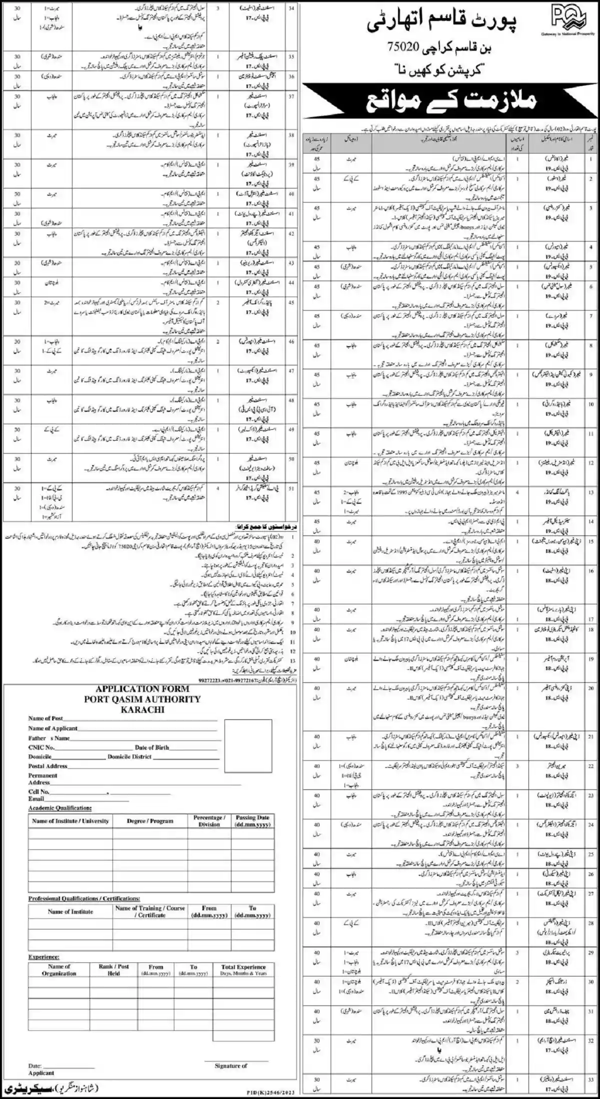 Port Qasim Authority Pqa Jobs 2024 Advertisement Latest